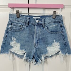 Cello Button Closure Distressed Denim Shorts - Small